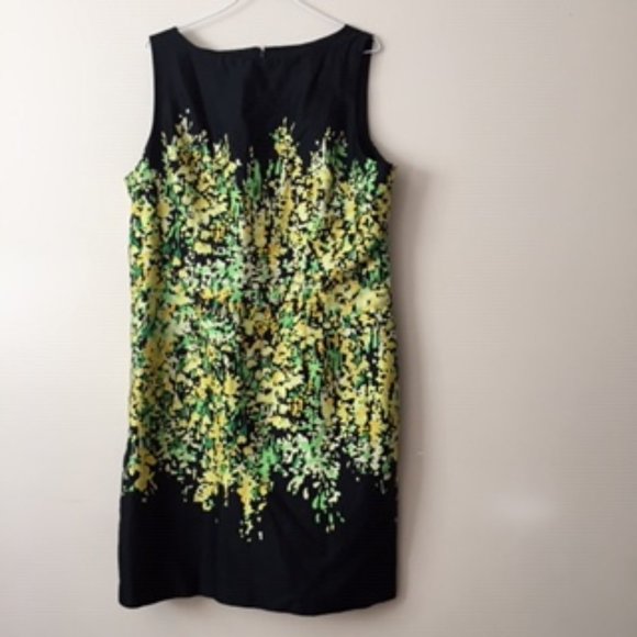 CHETTA B WOMEN DRESS.  SIZE 16.  BLACK GREEN YELLOW - Picture 1 of 4